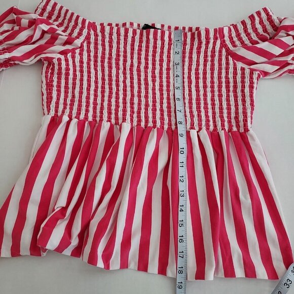 Boston Proper Striped Smocked Off Shoulder Top Size XL - Picture 3 of 12
